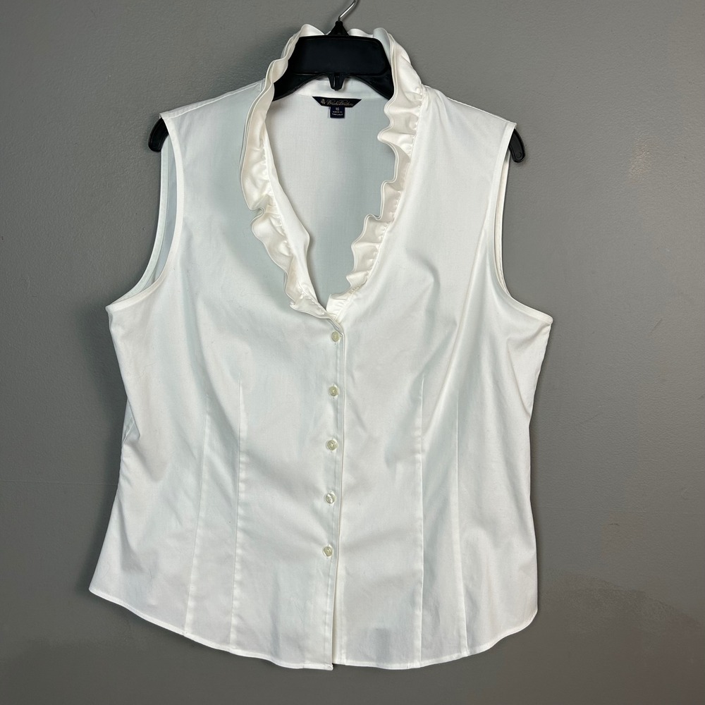 Brooks Brothers blouse Womens size 16 White Sleeveless Button Down Summer Office